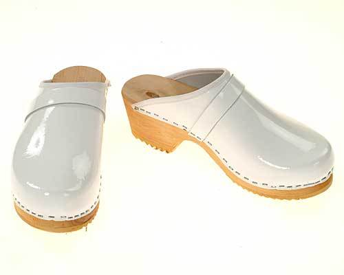 Single Pair - Patent leather Clogs white, size 35