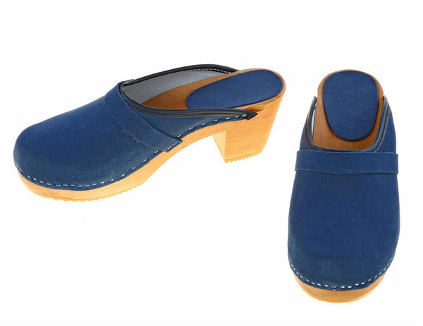 Suede high heel Clogs blue